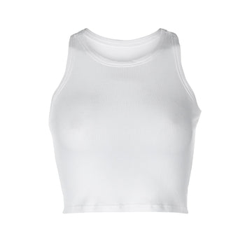 2024 New Women's Wear Rib Solid Color Knitted I-Collar Vest Exposed Navel Sexy Generation